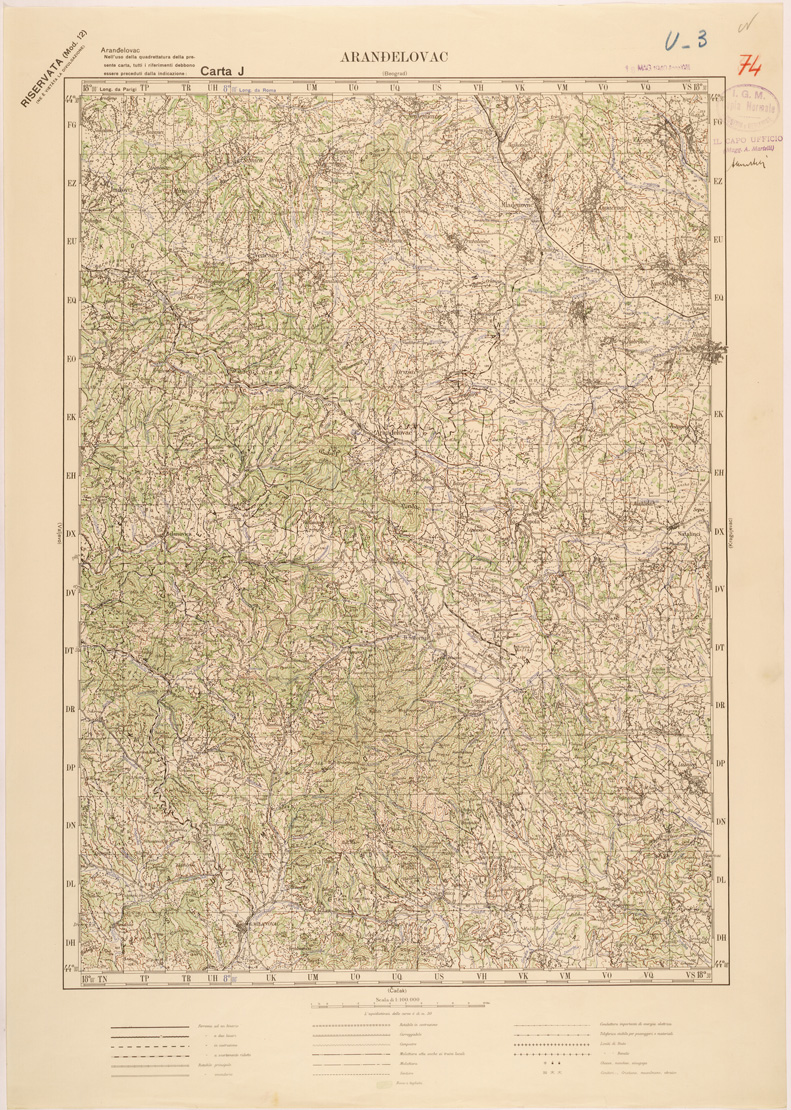 (N:27151) JUGOSLAVIA - CARTA J - ARANDELOVAC (SE000679) Carte e stampe antiche: riproduzione a colori su carta (formato A1)