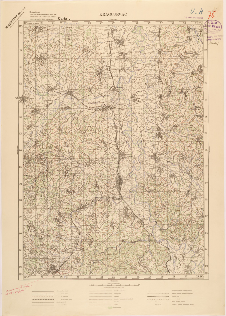 (N:27152) JUGOSLAVIA - CARTA J - KRAGUJEVAC (SE000680) Carte e stampe antiche: riproduzione a colori su carta (formato A1)