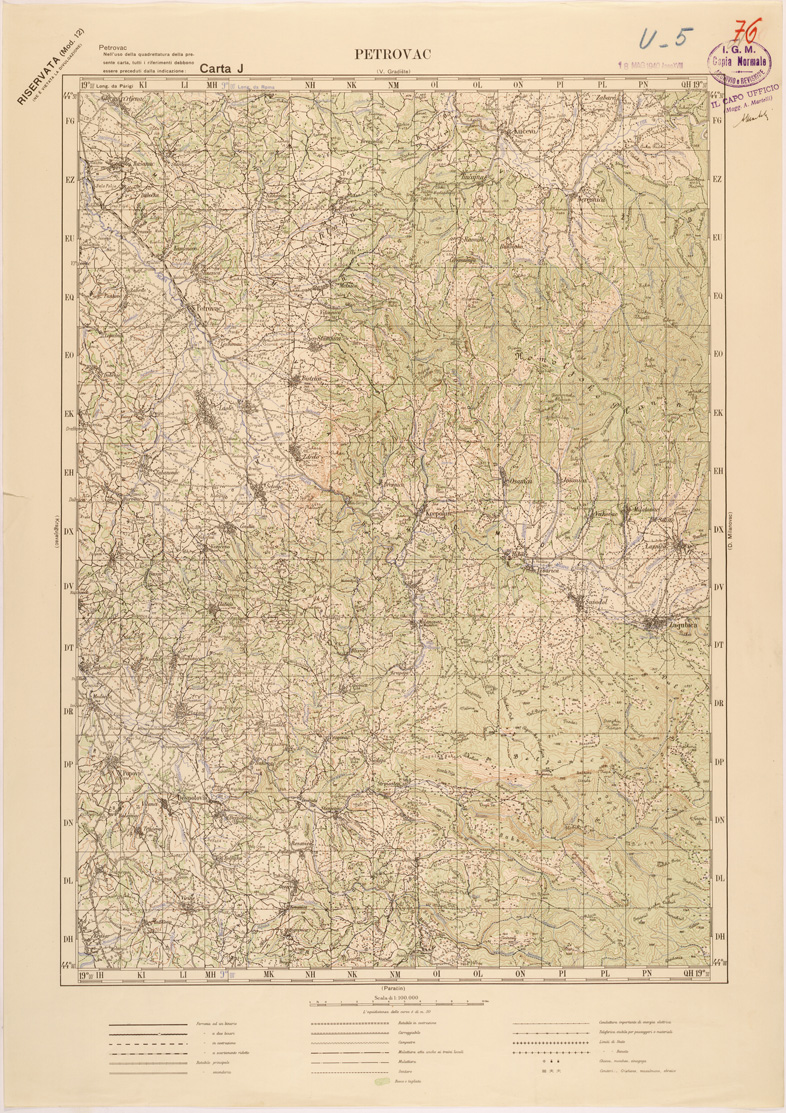 (N:27153) JUGOSLAVIA - CARTA J - PETROVAC (SE000681) Carte e stampe antiche: riproduzione a colori su carta (formato A1)
