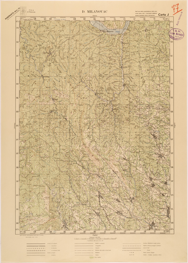 (N:27157) JUGOSLAVIA - CARTA J - D. MILANOVAC (SE000682) Carte e stampe antiche: riproduzione a colori su carta (formato A1)