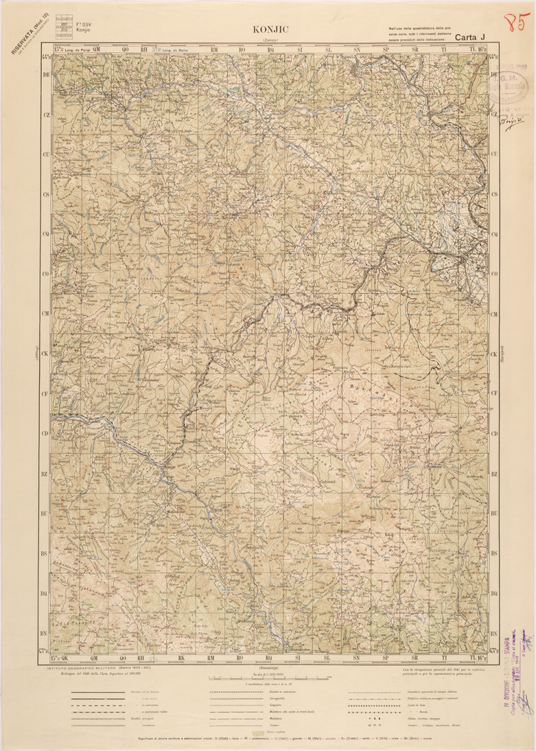 (N:27168) JUGOSLAVIA - CARTA J - KONJC
 (SE000690) Carte e stampe antiche: riproduzione a colori su carta (formato A1)