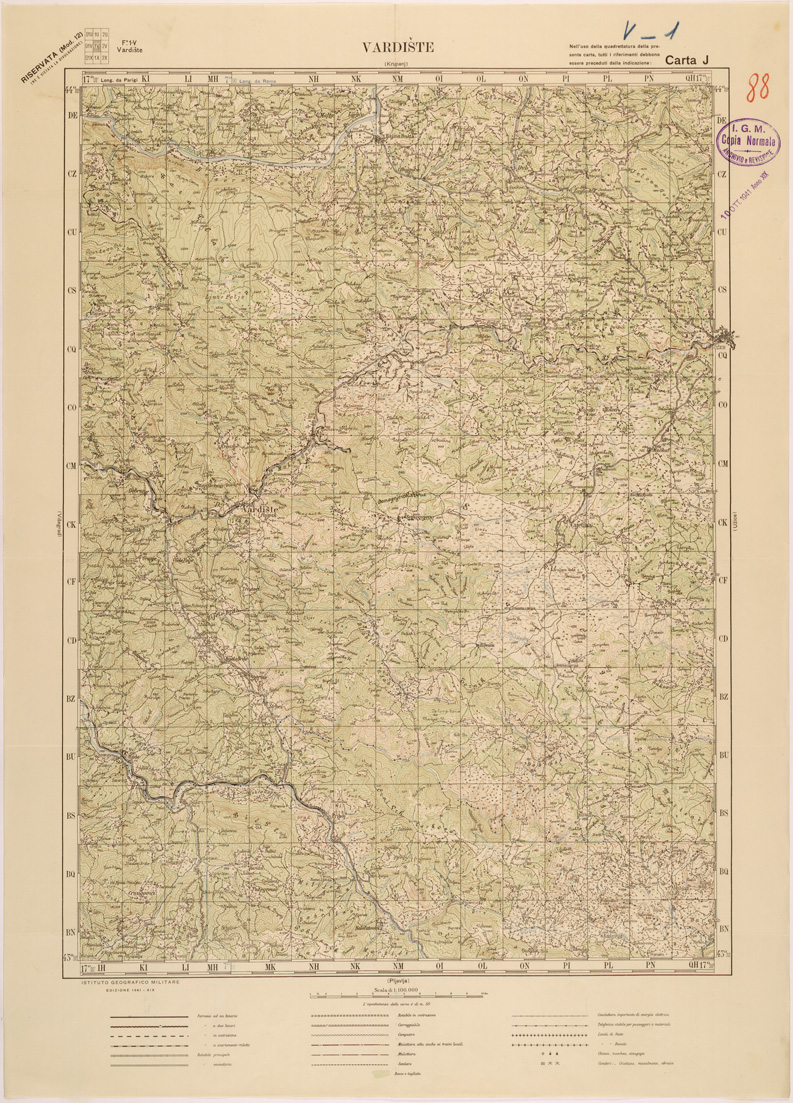 (N:27178) JUGOSLAVIA - CARTA J - VARDISTE (SE000693) Carte e stampe antiche: riproduzione a colori su carta (formato A1)