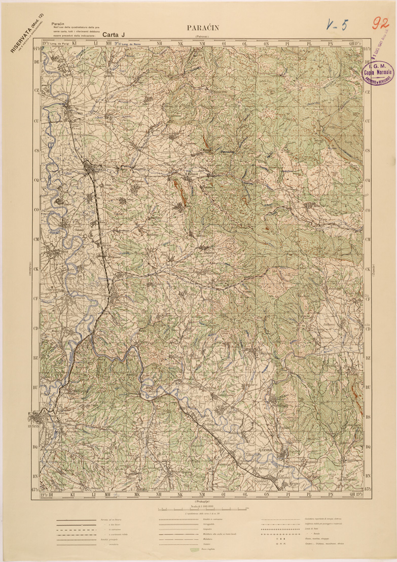 (N:27184) JUGOSLAVIA - CARTA J - PARACIN (SE000697) Carte e stampe antiche: riproduzione a colori su carta (formato A1)