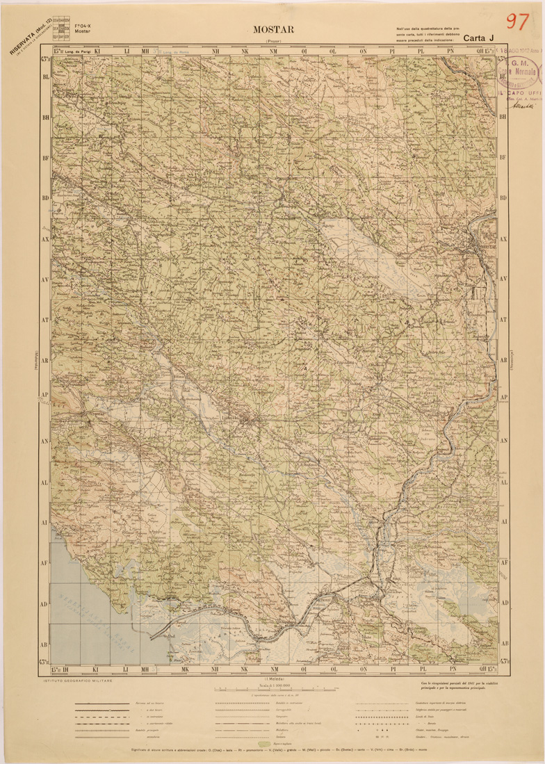 (N:27189) JUGOSLAVIA - CARTA J - MOSTAR (SE000702) Carte e stampe antiche: riproduzione a colori su carta (formato A1)