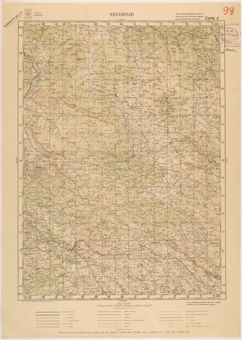 (N:27190) JUGOSLAVIA - CARTA J - NEVESINJE (SE000703) Carte e stampe antiche: riproduzione a colori su carta (formato A1)