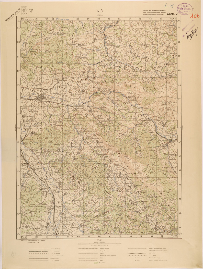 (N:27198) JUGOSLAVIA - CARTA J - NIS (SE000711) Carte e stampe antiche: riproduzione a colori su carta (formato A1)