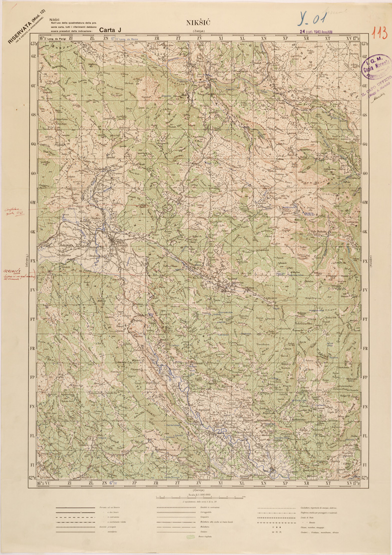 (N:27205) JUGOSLAVIA - CARTA J - NIKSIC (SE000718) Carte e stampe antiche: riproduzione a colori su carta (formato A1)