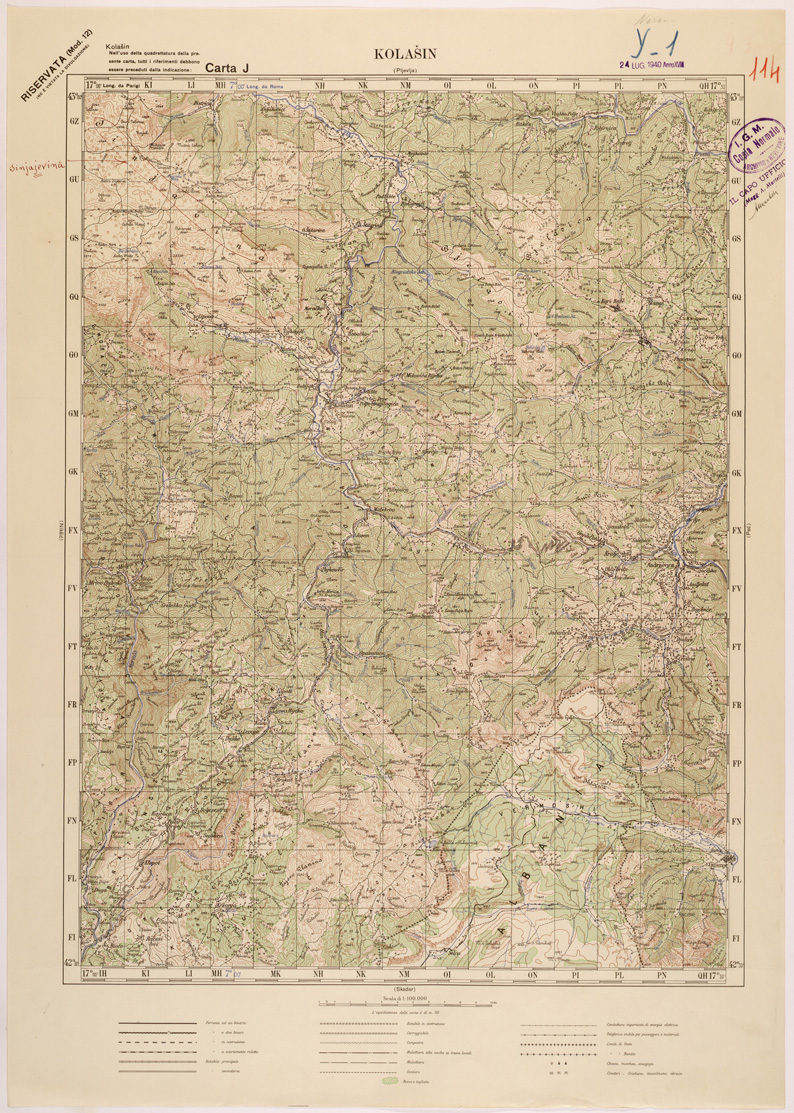 (N:27206) JUGOSLAVIA - CARTA J - KOLASIN (SE000719) Carte e stampe antiche: riproduzione a colori su carta (formato A1)