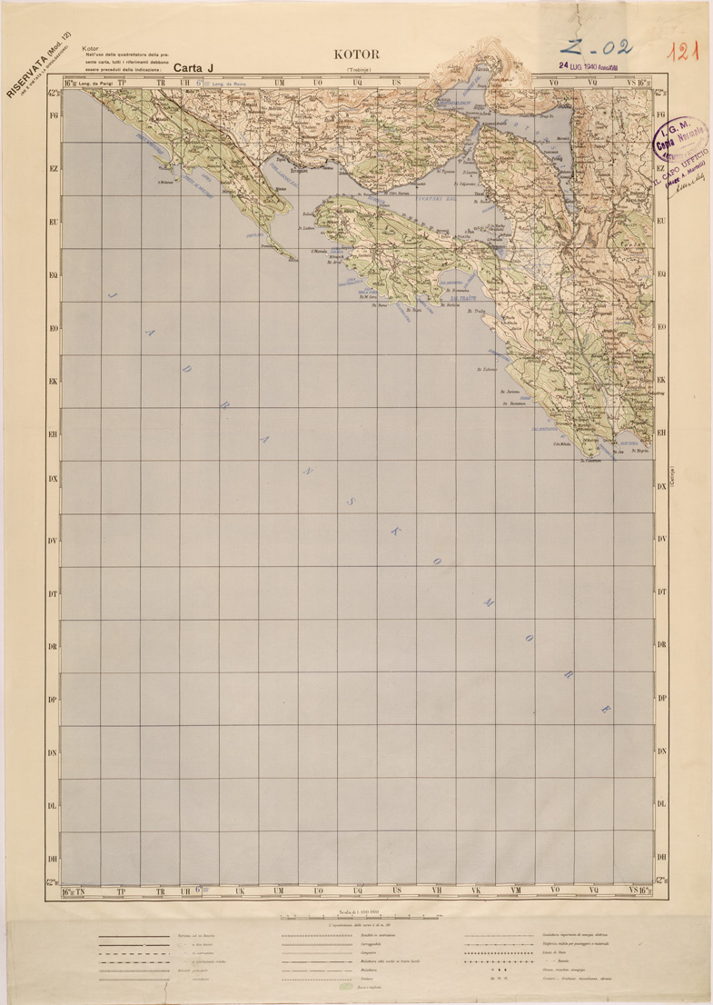 (N:27213) JUGOSLAVIA - CARTA J - KOTOR (SE000726) Carte e stampe antiche: riproduzione a colori su carta (formato A1)