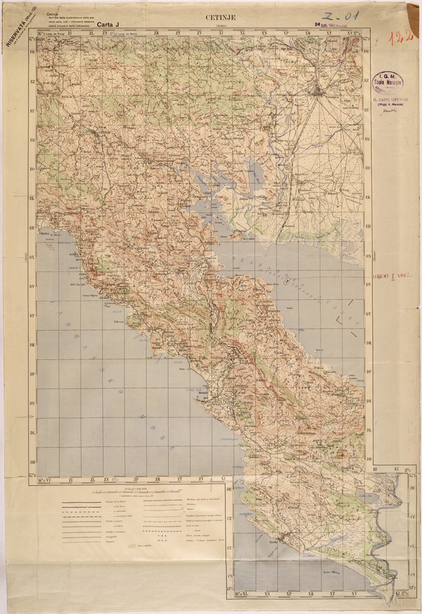 (N:27214) JUGOSLAVIA - CARTA J - CETINJE (SE000727) Carte e stampe antiche: riproduzione a colori su carta (formato A1)