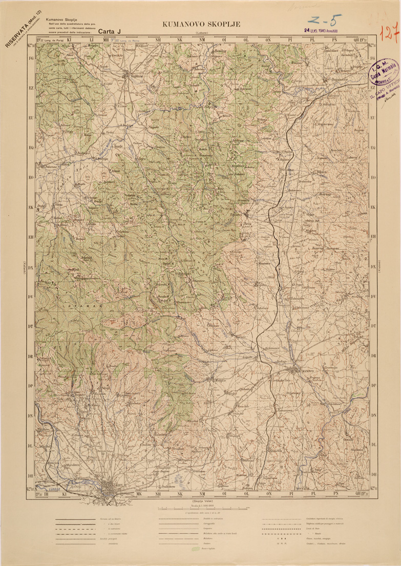 (N:27219) JUGOSLAVIA - CARTA J - KUMANOVO SKOPLJE (SE000732) Carte e stampe antiche: riproduzione a colori su carta (formato A1)