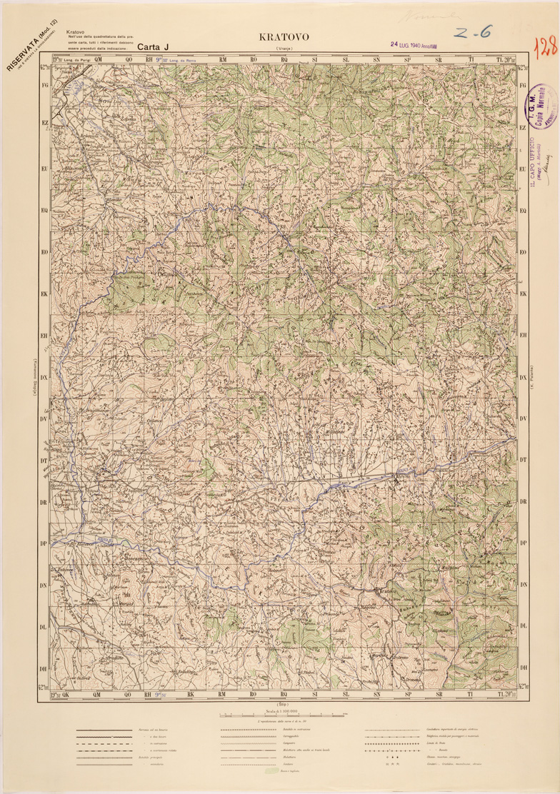 (N:27220) JUGOSLAVIA - CARTA J - KRATOVO (SE000733) Carte e stampe antiche: riproduzione a colori su carta (formato A1)