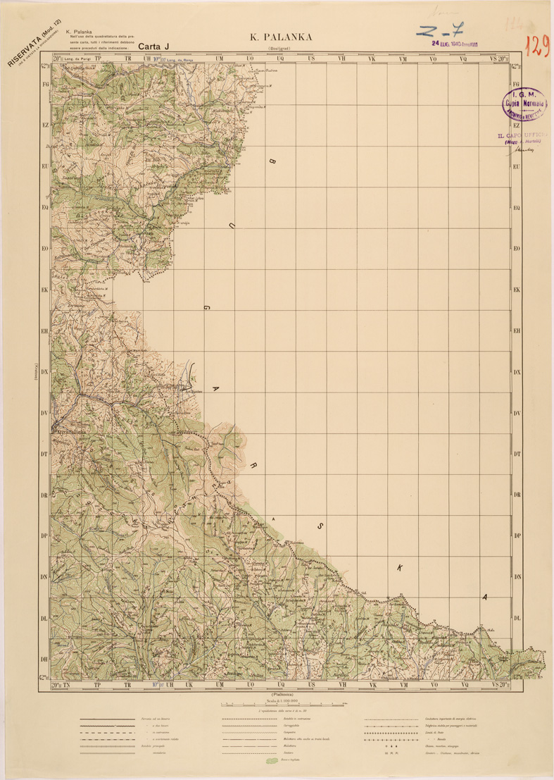 (N:27221) JUGOSLAVIA - CARTA J - K. PALANKA (SE000734) Carte e stampe antiche: riproduzione a colori su carta (formato A1)