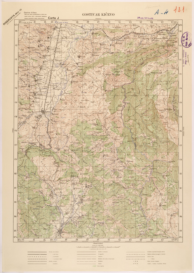(N:27225) JUGOSLAVIA - CARTA J - GOSTIVAR KICEVO (SE000738) Carte e stampe antiche: riproduzione a colori su carta (formato A1)
