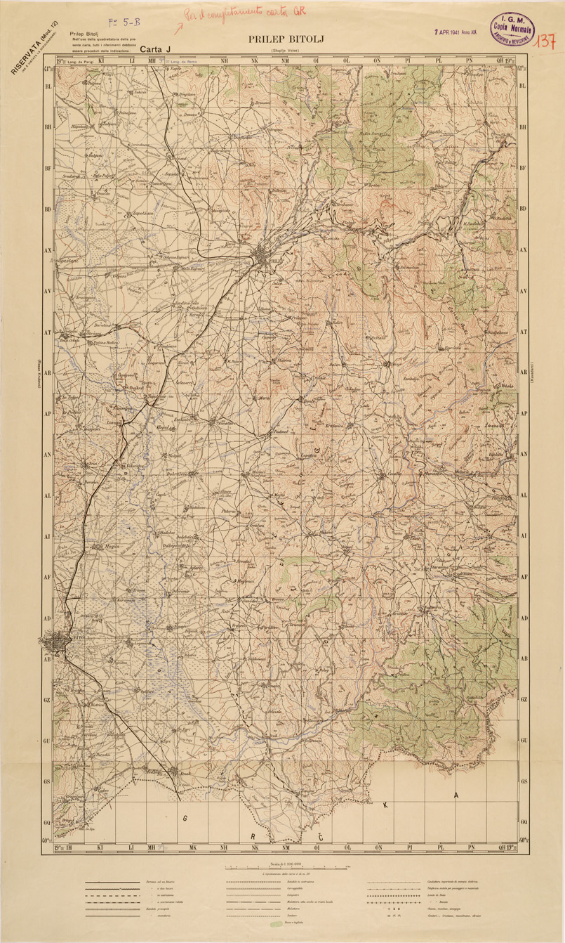 (N:27254) JUGOSLAVIA - CARTA J - PRILEP BITOLJ (SE000745) Carte e stampe antiche: riproduzione a colori su carta (formato A1)