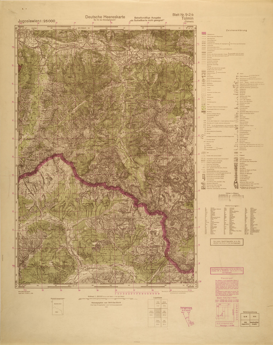 (N:26931) JUGOSLAVIA AL 25.000 - EDIZIONE TEDESCA - TOLMIN 9-2-B. (SE000782) Carte e stampe antiche: riproduzione a colori su carta (formato A1)