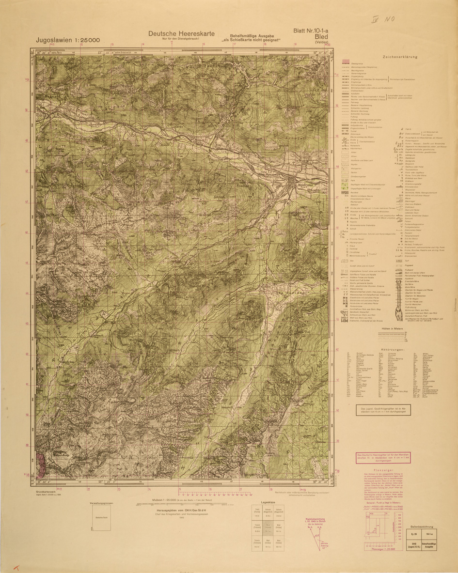 (N:26934) JUGOSLAVIA AL 25.000 - EDIZIONE TEDESCA - BLED 10-1-A. (SE000785) Carte e stampe antiche: riproduzione a colori su carta (formato A1)
