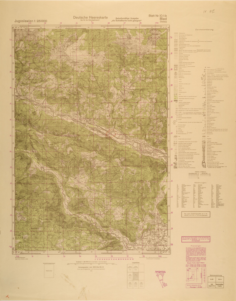 (N:26936) JUGOSLAVIA AL 25.000 - EDIZIONE TEDESCA - BLED 10-1-B. (SE000786) Carte e stampe antiche: riproduzione a colori su carta (formato A1)