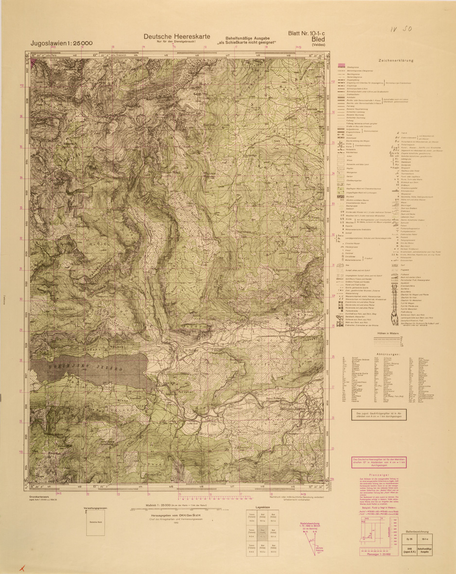 (N:26935) JUGOSLAVIA AL 25.000 - EDIZIONE TEDESCA - BLED 10-1-C. (SE000787) Carte e stampe antiche: riproduzione a colori su carta (formato A1)
