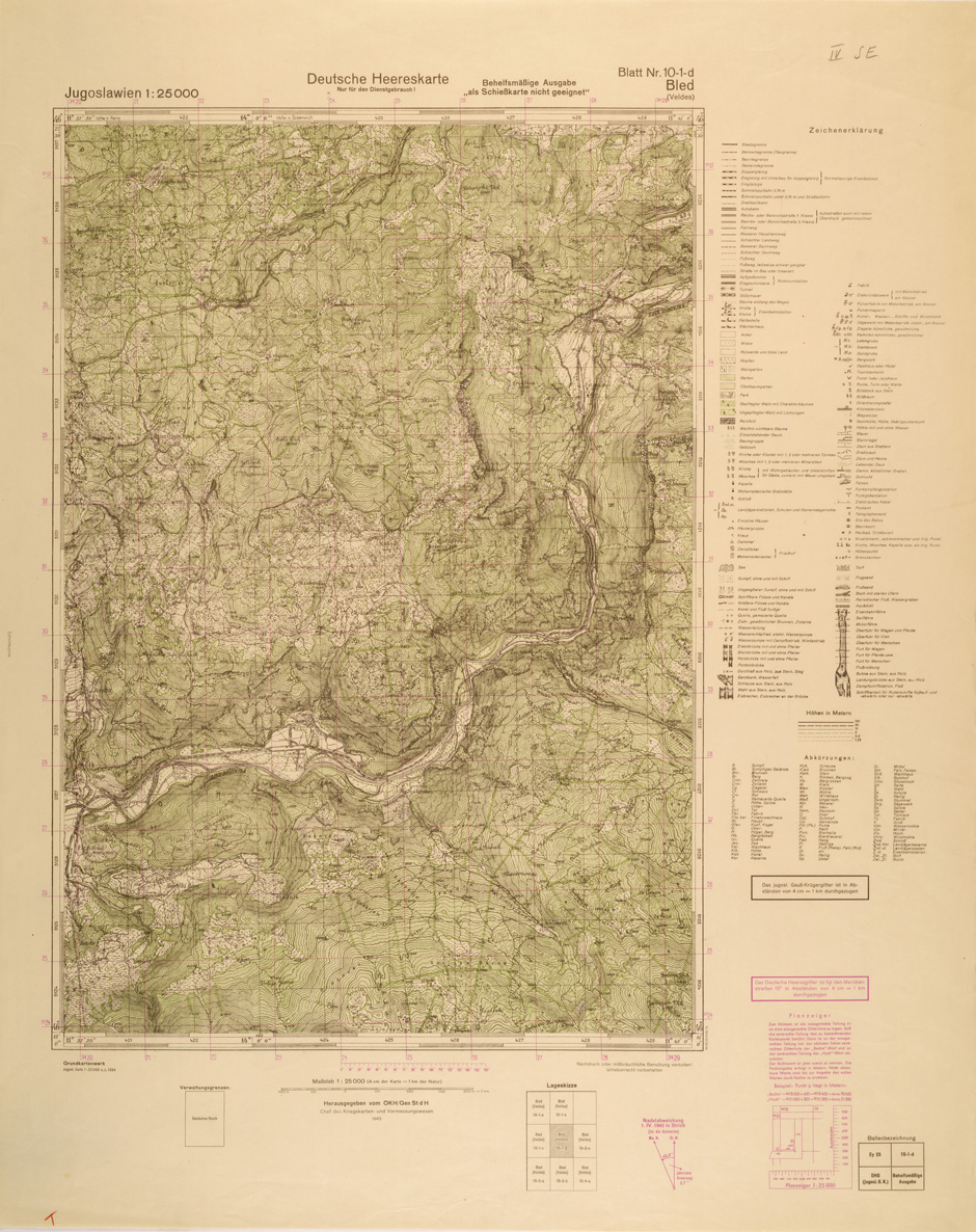 (N:26937) JUGOSLAVIA AL 25.000 - EDIZIONE TEDESCA - BLED 10-1-D. (SE000788) Carte e stampe antiche: riproduzione a colori su carta (formato A1)