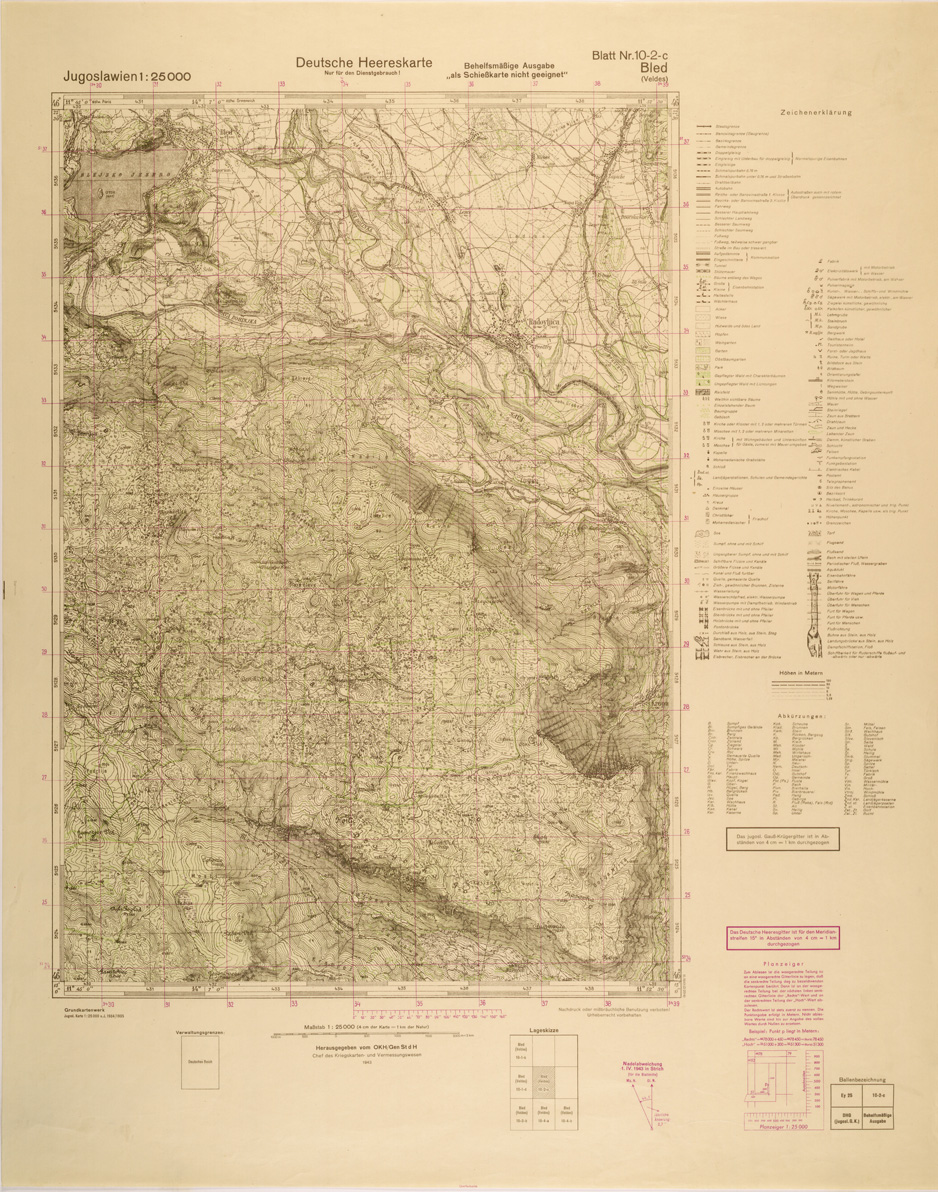 (N:26938) JUGOSLAVIA AL 25.000 - EDIZIONE TEDESCA - BLED 10-2-C. (SE000789) Carte e stampe antiche: riproduzione a colori su carta (formato A1)
