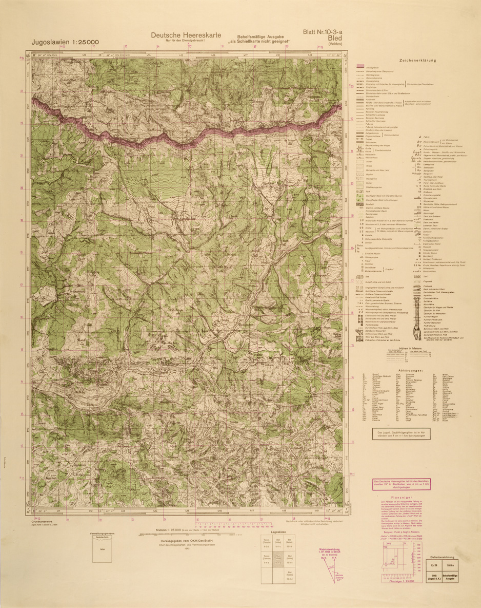 (N:26939) JUGOSLAVIA AL 25.000 - EDIZIONE TEDESCA - BLED 10-3-A. (SE000790) Carte e stampe antiche: riproduzione a colori su carta (formato A1)