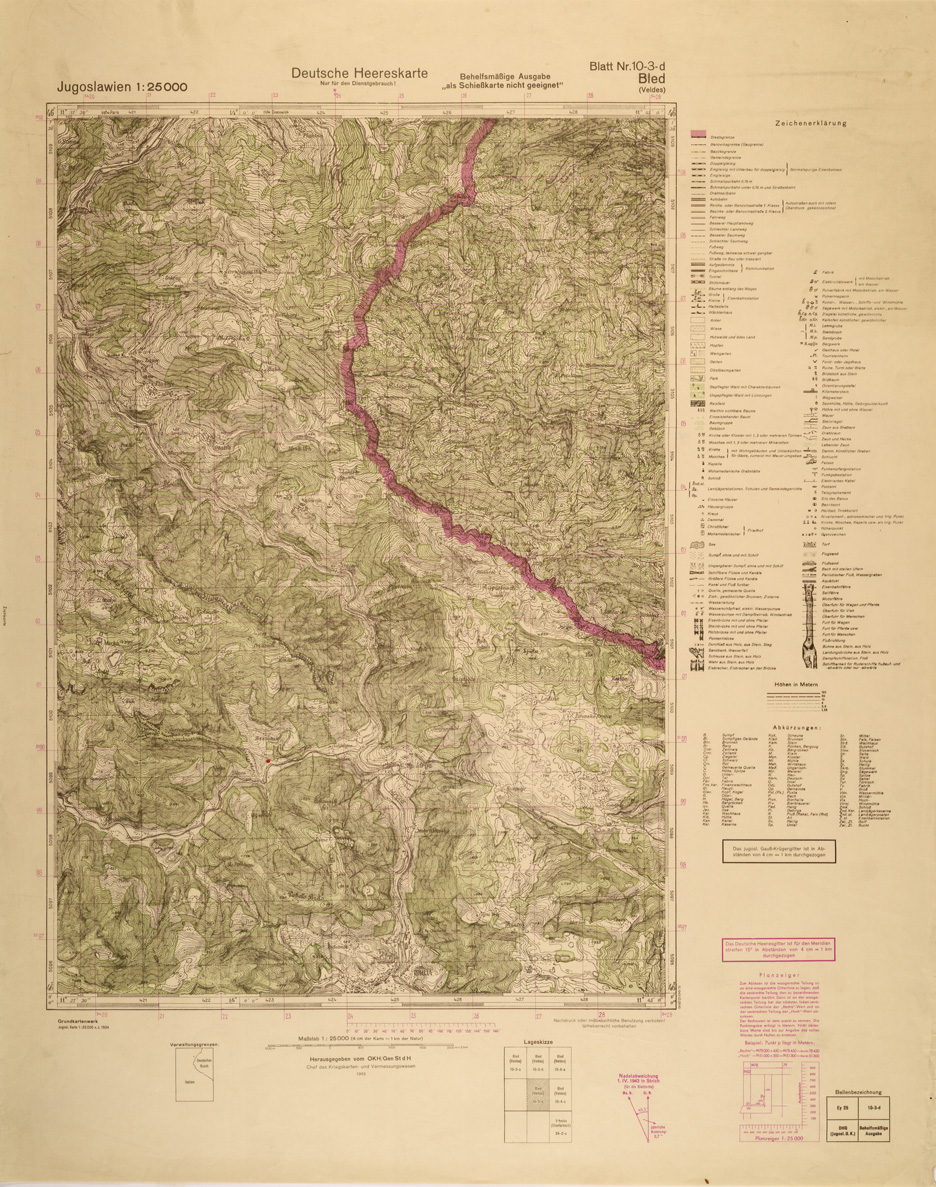 (N:26941) JUGOSLAVIA AL 25.000 - EDIZIONE TEDESCA - BLED 10-3-D. (SE000792) Carte e stampe antiche: riproduzione a colori su carta (formato A1)