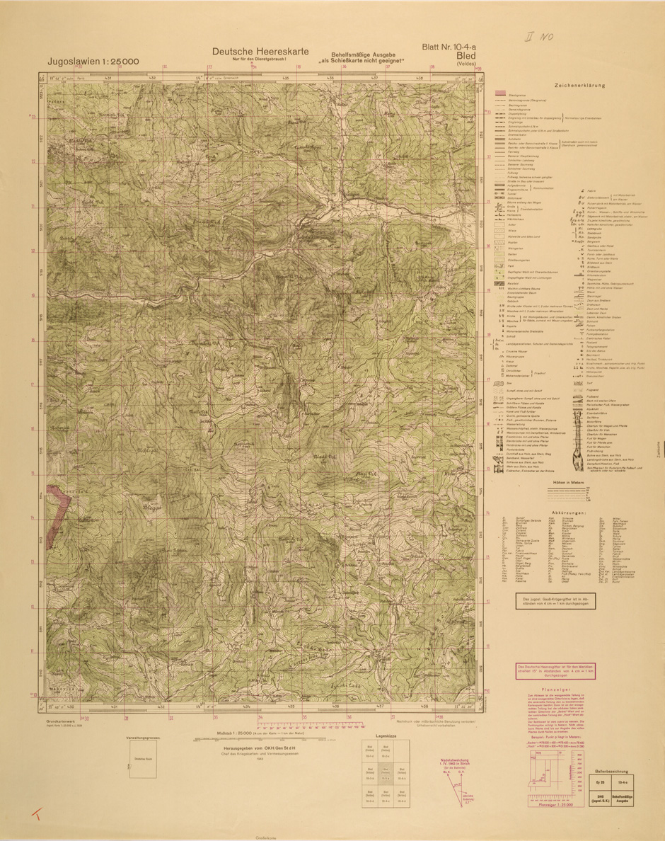 (N:26942) JUGOSLAVIA AL 25.000 - EDIZIONE TEDESCA - BLED 10-4-A. (SE000793) Carte e stampe antiche: riproduzione a colori su carta (formato A1)