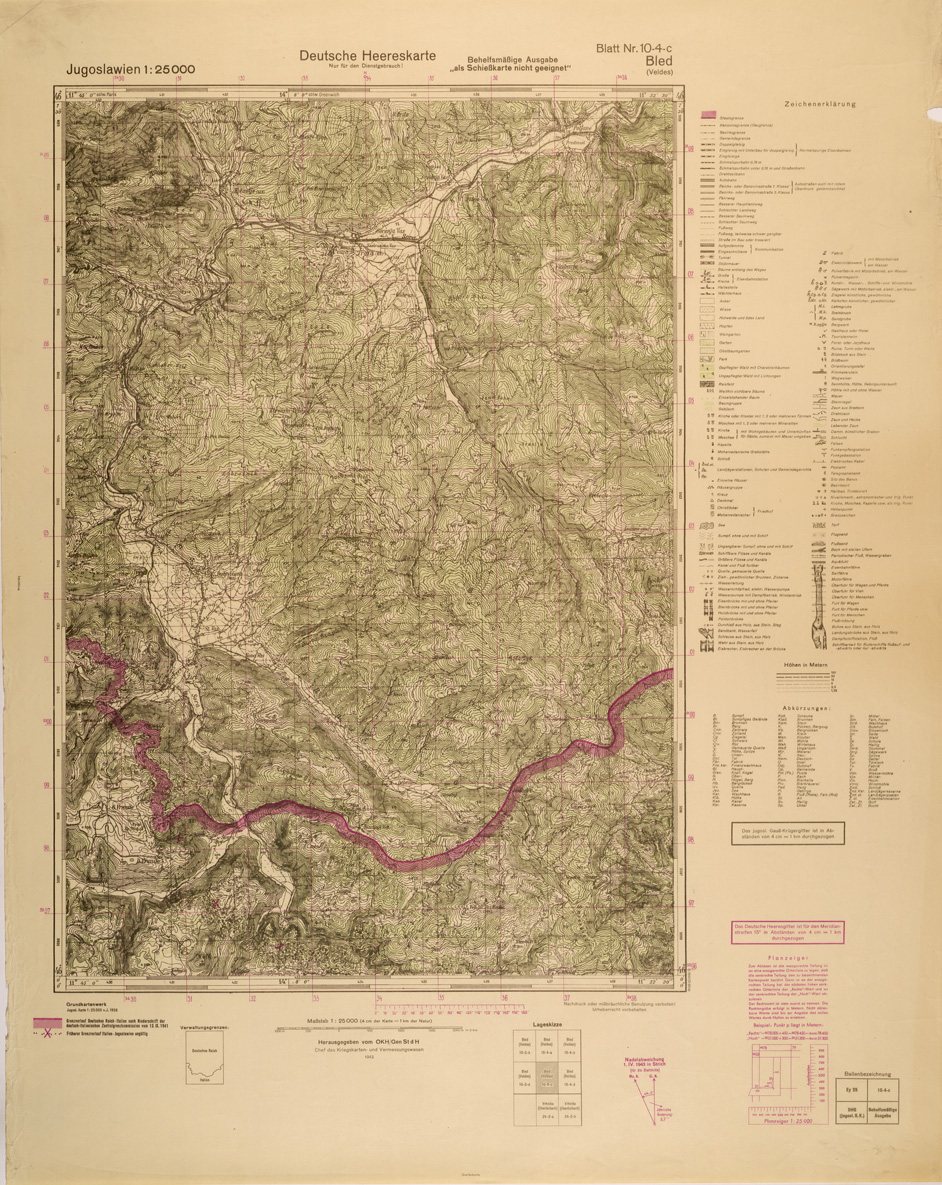 (N:26944) JUGOSLAVIA AL 25.000 - EDIZIONE TEDESCA - BLED 10-4-C. (SE000795) Carte e stampe antiche: riproduzione a colori su carta (formato A1)