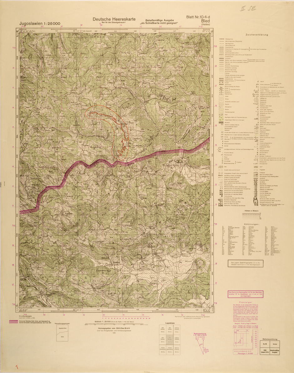 (N:26945) JUGOSLAVIA AL 25.000 - EDIZIONE TEDESCA - BLED 10-4-D. (SE000796) Carte e stampe antiche: riproduzione a colori su carta (formato A1)
