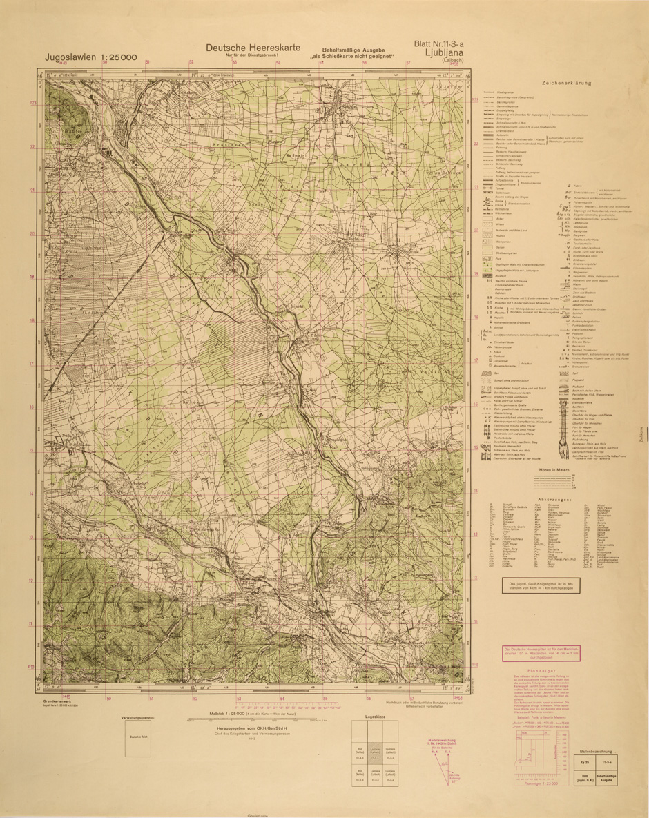 (N:26946) JUGOSLAVIA AL 25.000 - EDIZIONE TEDESCA - LJUBLJANA 11-3-A. (SE000797) Carte e stampe antiche: riproduzione a colori su carta (formato A1)