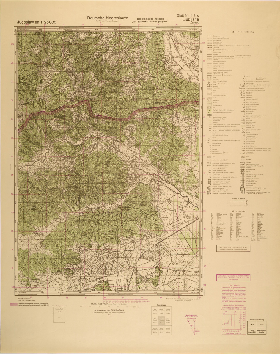 (N:26948) JUGOSLAVIA AL 25.000 - EDIZIONE TEDESCA - LJUBLJANA 11-3-C. (SE000799) Carte e stampe antiche: riproduzione a colori su carta (formato A1)