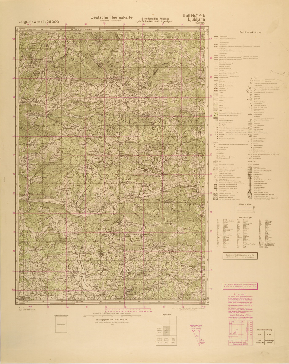 (N:26951) JUGOSLAVIA AL 25.000 - EDIZIONE TEDESCA - LJUBLJANA 11-4-B. (SE000802) Carte e stampe antiche: riproduzione a colori su carta (formato A1)