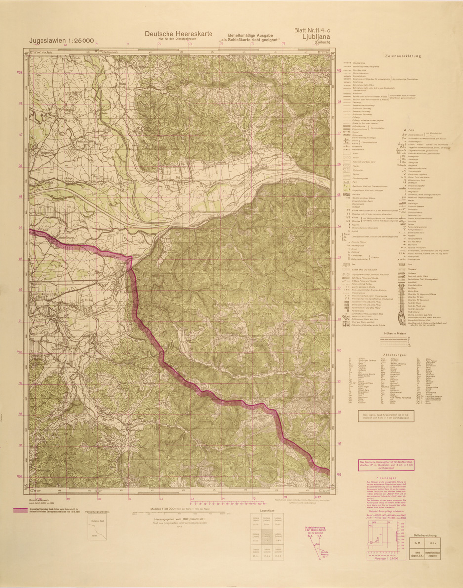 (N:26952) JUGOSLAVIA AL 25.000 - EDIZIONE TEDESCA - LJUBLJANA 11-4-C. (SE000803) Carte e stampe antiche: riproduzione a colori su carta (formato A1)