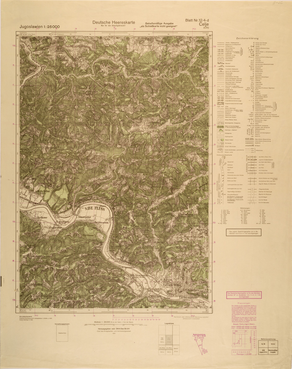(N:26957) JUGOSLAVIA AL 25.000 - EDIZIONE TEDESCA - CELJE 12-4-D. (SE000808) Carte e stampe antiche: riproduzione a colori su carta (formato A1)