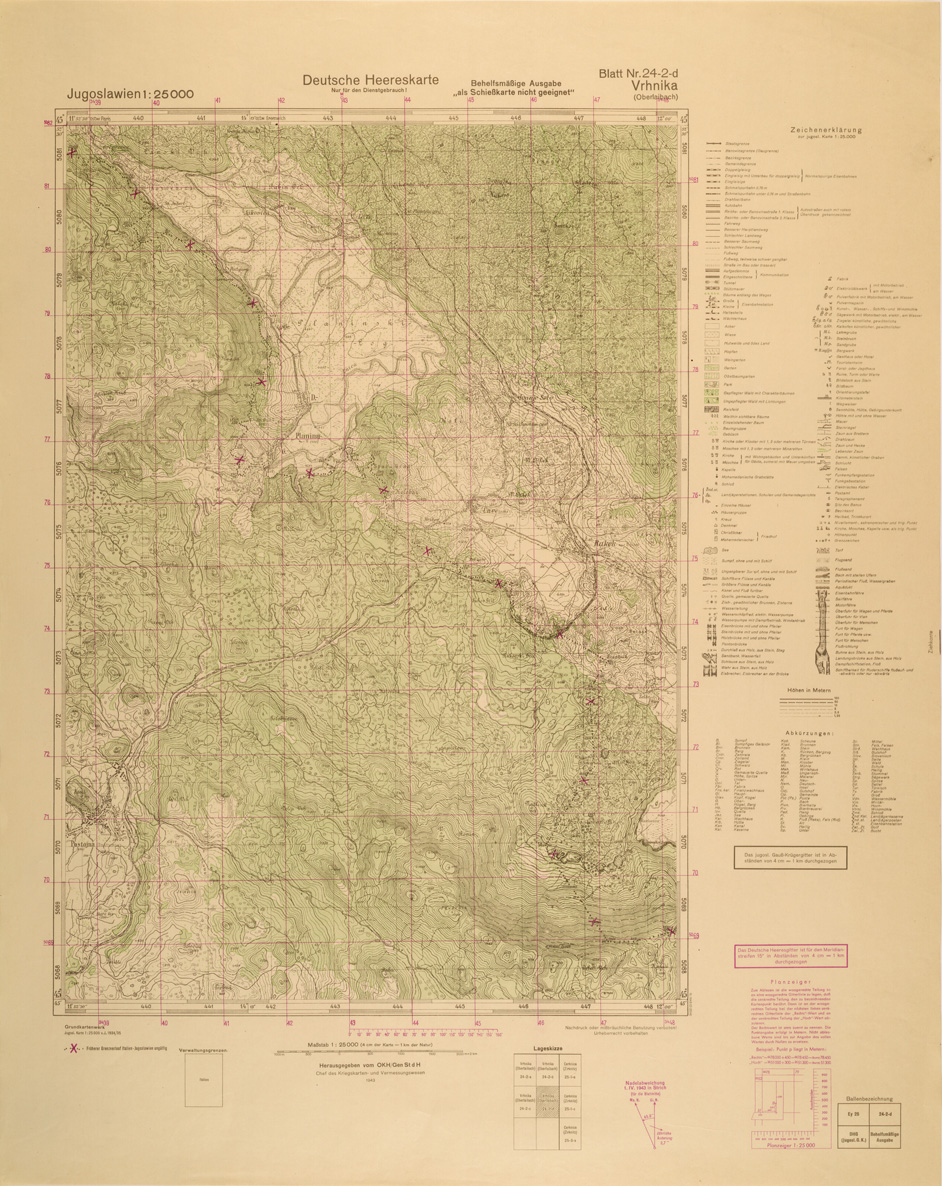 (N:26961) JUGOSLAVIA AL 25.000 - EDIZIONE TEDESCA - VRHNIKA 24-2-D. (SE000812) Carte e stampe antiche: riproduzione a colori su carta (formato A1)
