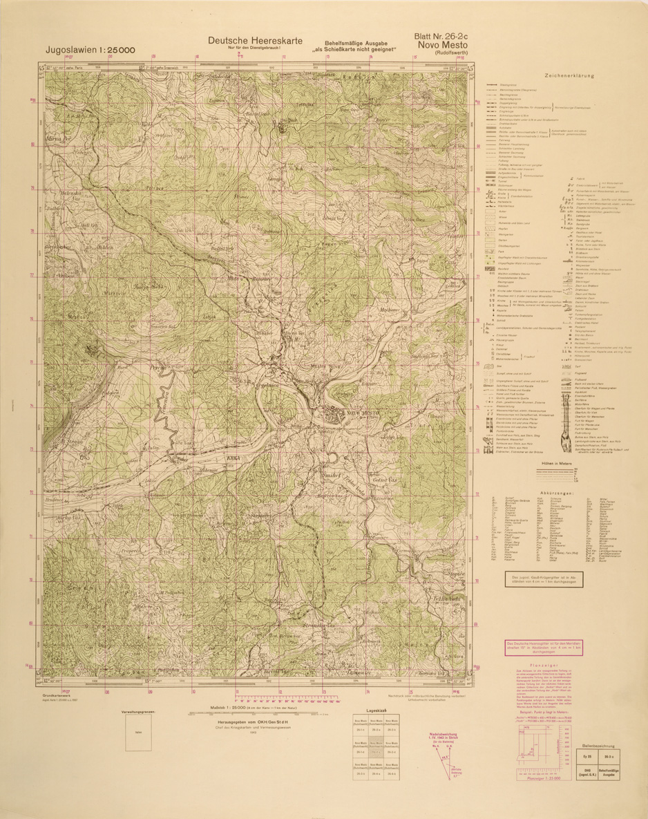 (N:26983) JUGOSLAVIA AL 25.000 - EDIZIONE TEDESCA - NOVO MESTO 26-2-C. (SE000834) Carte e stampe antiche: riproduzione a colori su carta (formato A1)
