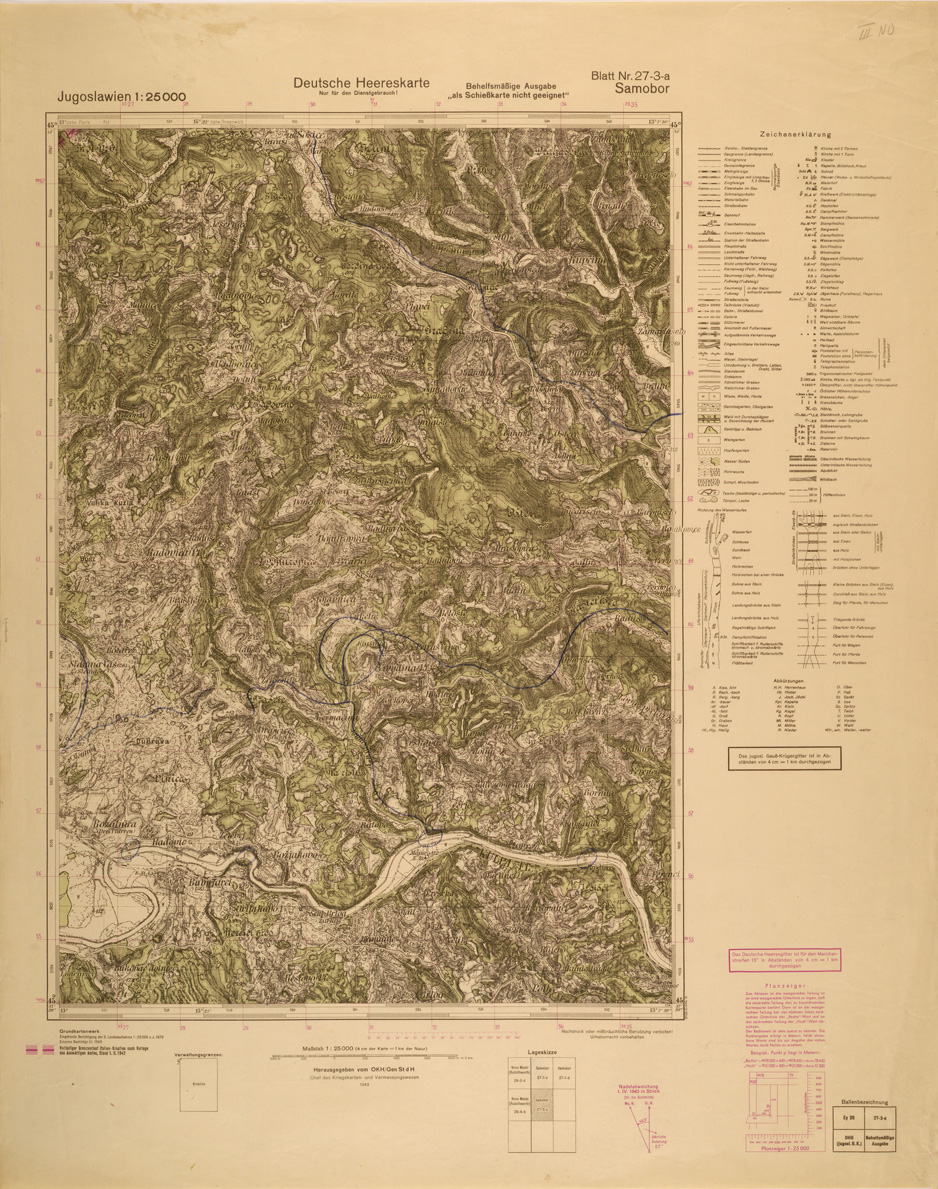 (N:26996) JUGOSLAVIA AL 25.000 - EDIZIONE TEDESCA - SAMOBOR 27-3-A. (SE000847) Carte e stampe antiche: riproduzione a colori su carta (formato A1)