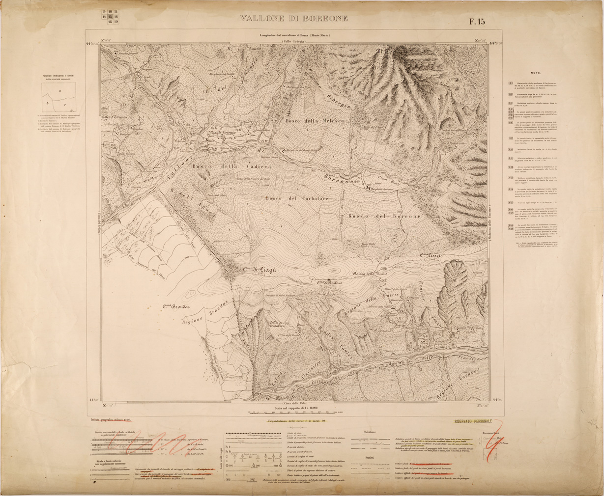 (N:27033) FRONTIERA NIZZARDA - FOGLIO 15 - VALLONE DI BOREONE (SE000879) Carte e stampe antiche: riproduzione a colori su carta (formato A1)