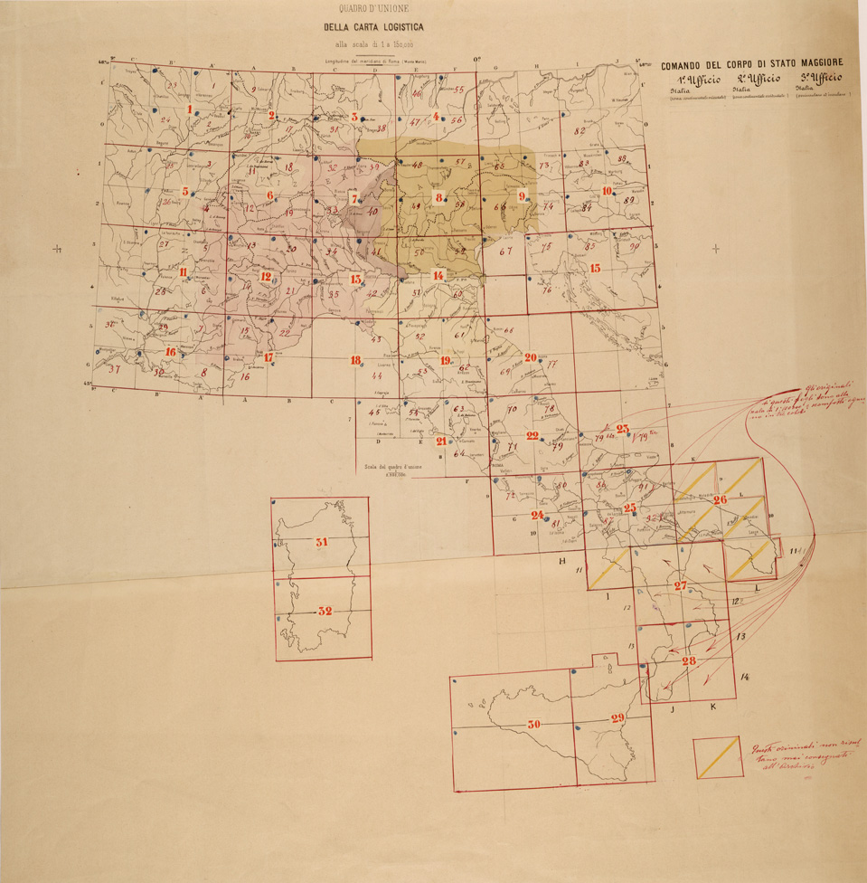 (N:27054) CARTA LOGISTICA - QUADRO D'UNIONE (SE000909) Carte e stampe antiche: riproduzione a colori su carta (formato A1)