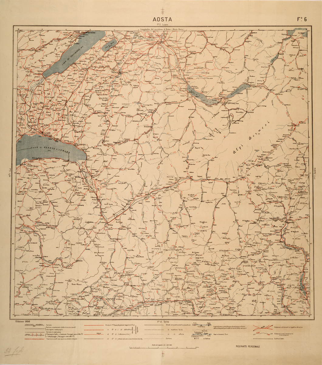 (N:27055) CARTA LOGISTICA - FOGLIO 06 - AOSTA (SE000910) Carte e stampe antiche: riproduzione a colori su carta (formato A1)