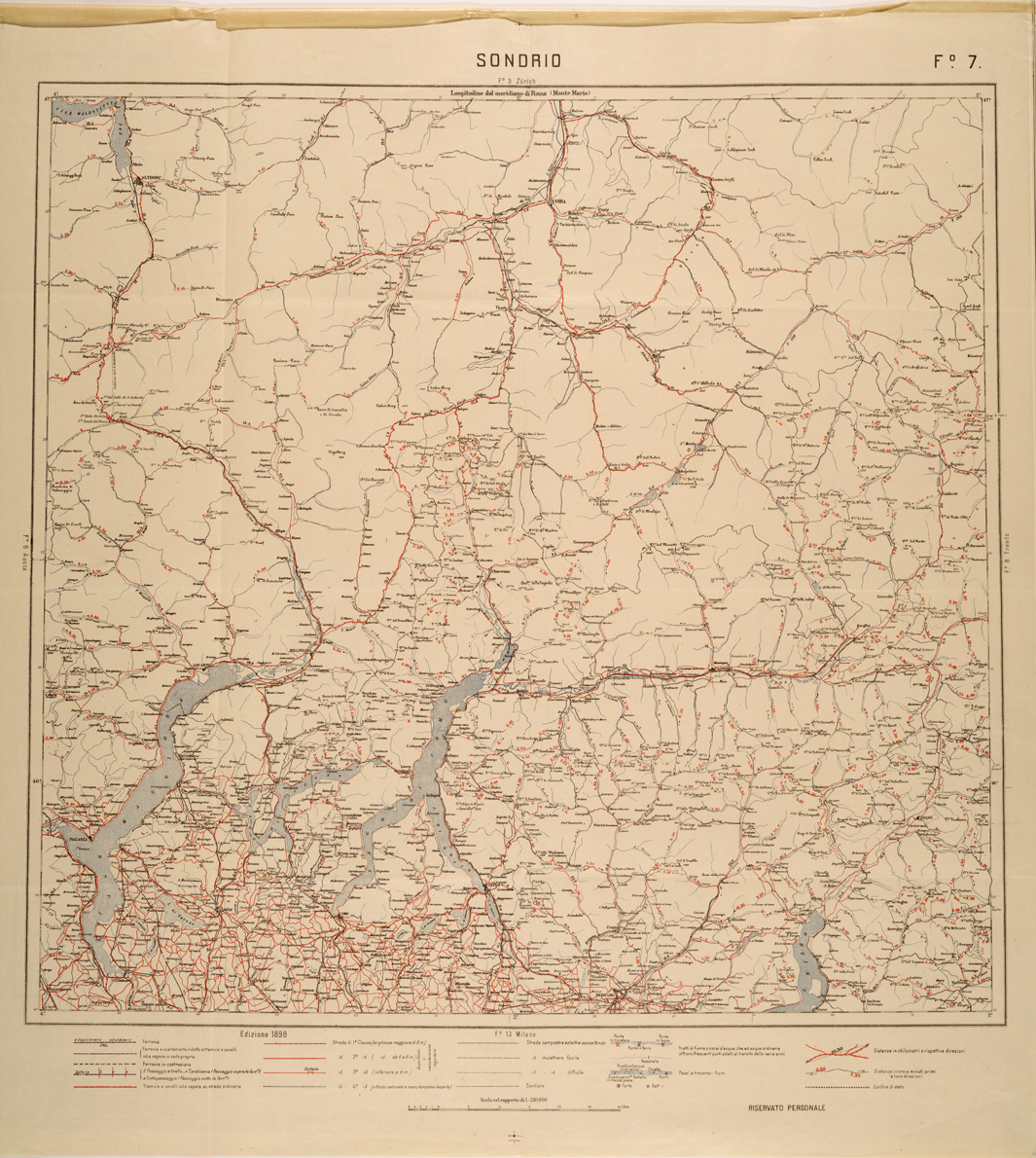 (N:27056) CARTA LOGISTICA - FOGLIO 07 - SONDRIO (SE000911) Carte e stampe antiche: riproduzione a colori su carta (formato A1)