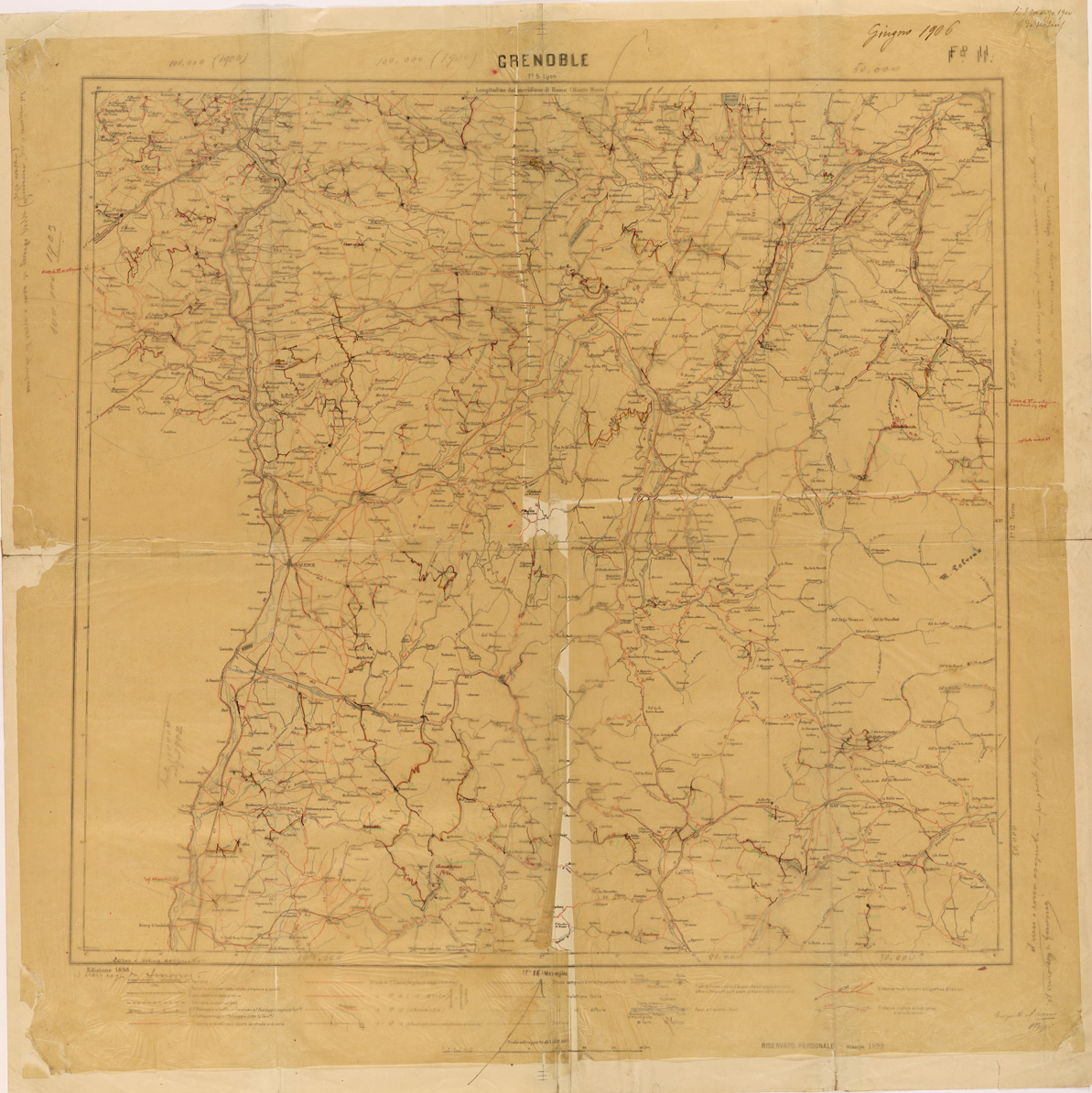 (N:27059) CARTA LOGISTICA - FOGLIO 11 - GRENOBLE (SE000914) Carte e stampe antiche: riproduzione a colori su carta (formato A1)
