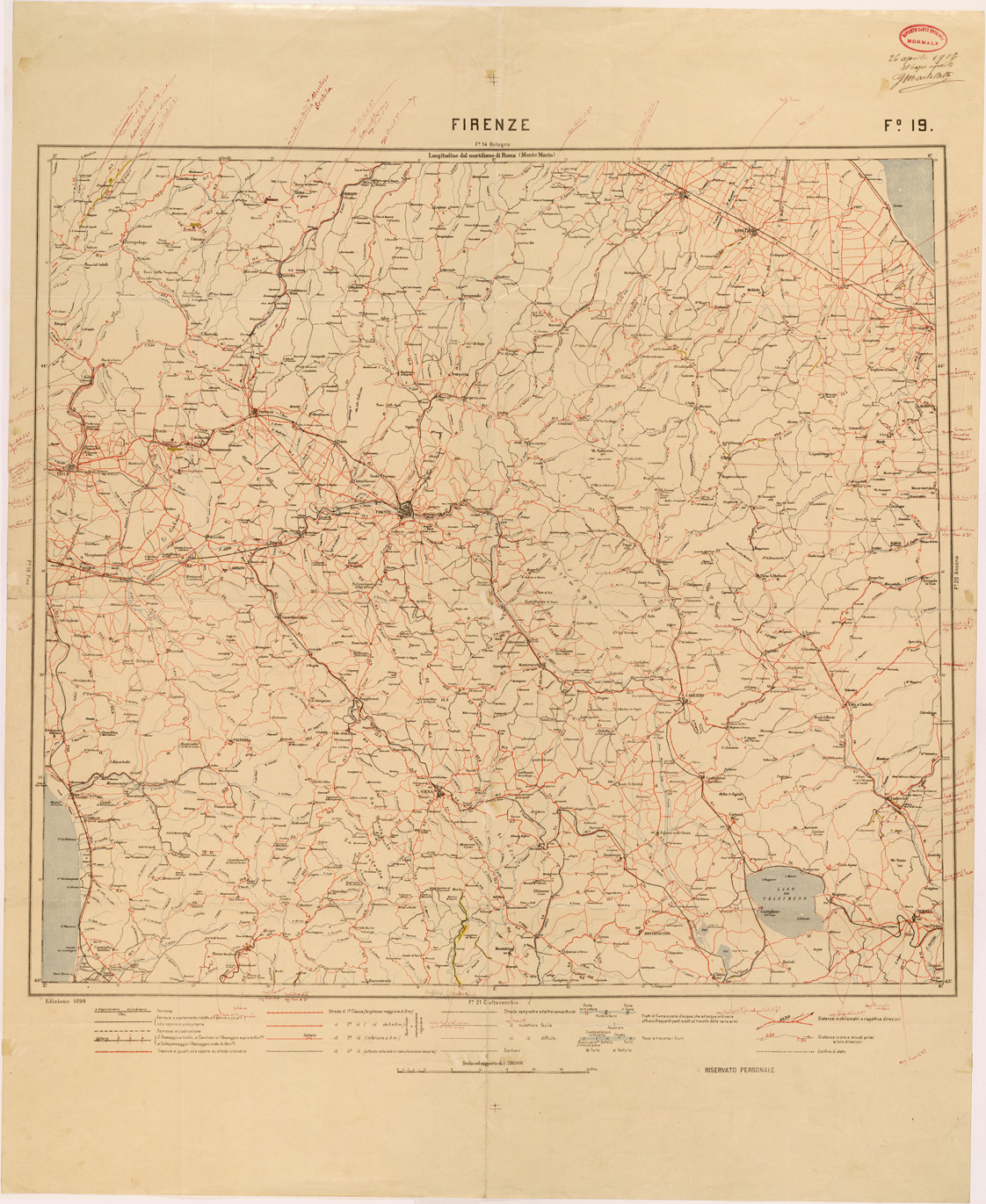 (N:27067) CARTA LOGISTICA - FOGLIO 19 - FIRENZE (SE000929) Carte e stampe antiche: riproduzione a colori su carta (formato A1)