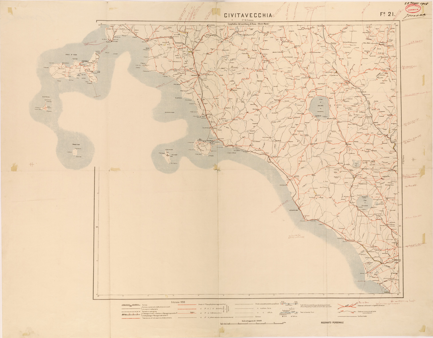 (N:27069) CARTA LOGISTICA - FOGLIO 21 - CIVITAVECCHIA (SE000933) Carte e stampe antiche: riproduzione a colori su carta (formato A1)
