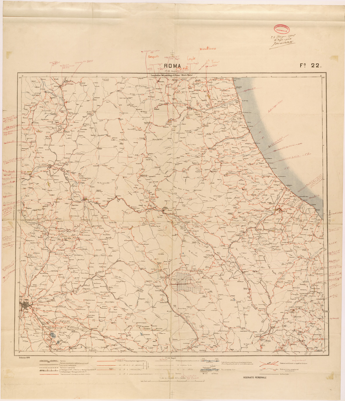 (N:27070) CARTA LOGISTICA - FOGLIO 22 - ROMA (SE000935) Carte e stampe antiche: riproduzione a colori su carta (formato A1)