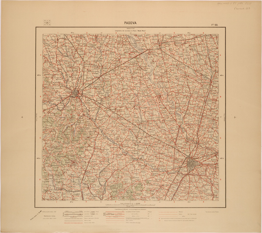 (N:27156) CARTA D'ITALIA - FOGLIO 050 - PADOVA (SE000969) Carte e stampe antiche: riproduzione a colori su carta (formato A1)
