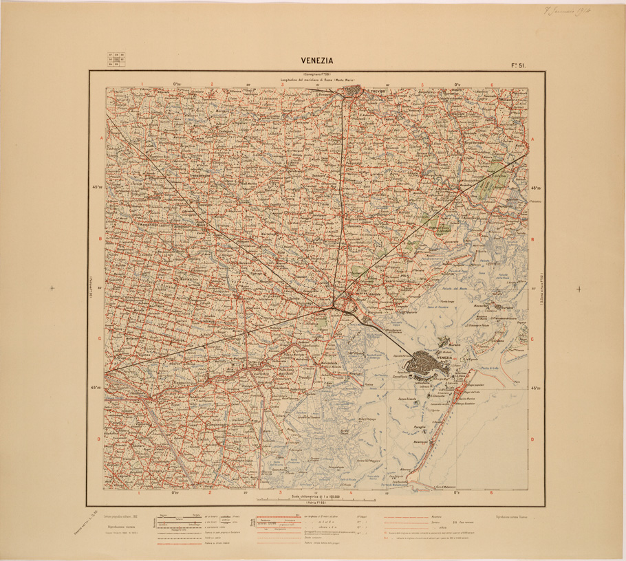(N:27158) CARTA D'ITALIA - FOGLIO 051 - VENEZIA (SE000970) Carte e stampe antiche: riproduzione a colori su carta (formato A1)