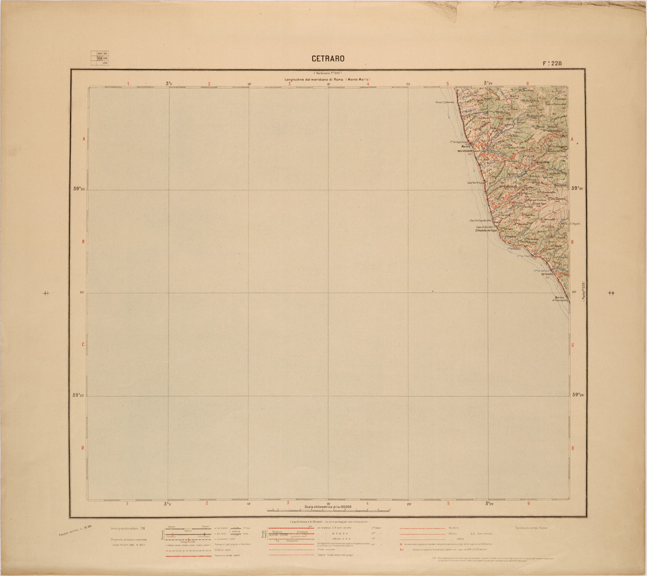 (N:27355) CARTA D'ITALIA - FOGLIO 228 - CETRARO (SE001008) Carte e stampe antiche: riproduzione a colori su carta (formato A1)