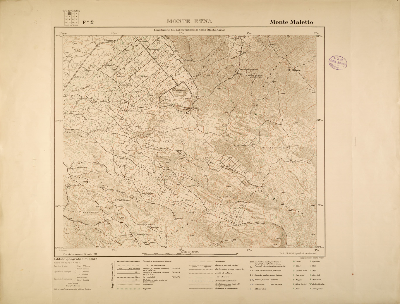 (N:27358) MONTE ETNA - FOGLIO 02 - MONTE MALETTO (SE001010) Carte e stampe antiche: riproduzione a colori su carta (formato A1)